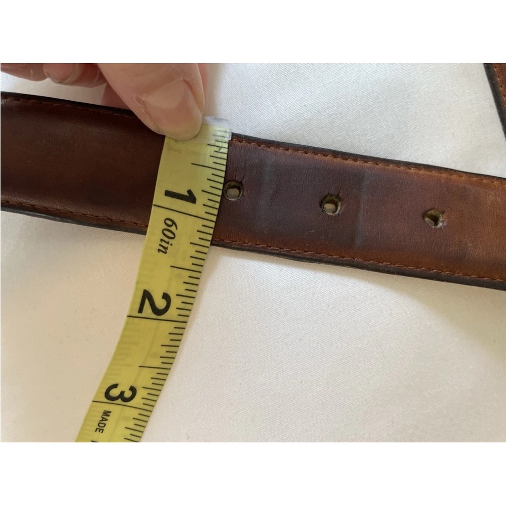 COACH Authentic Glove Leather Belt Mens Sz 34 85 Honey Brown Brass Buckle 7603 - Picture 11 of 13